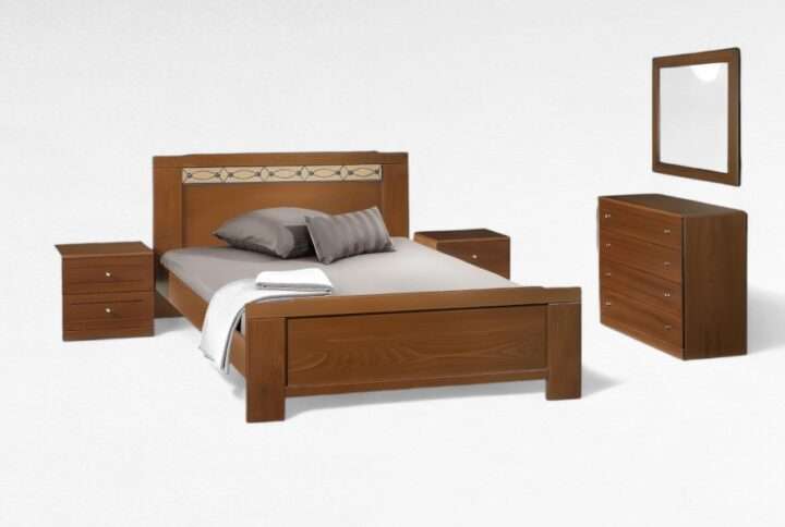 Κρεβατοκάμαρα από ξύλο οξιάς με μεταλλική λεπτομέρεια στο κεφαλάρι – Έπιπλα Γιαννητσάνης